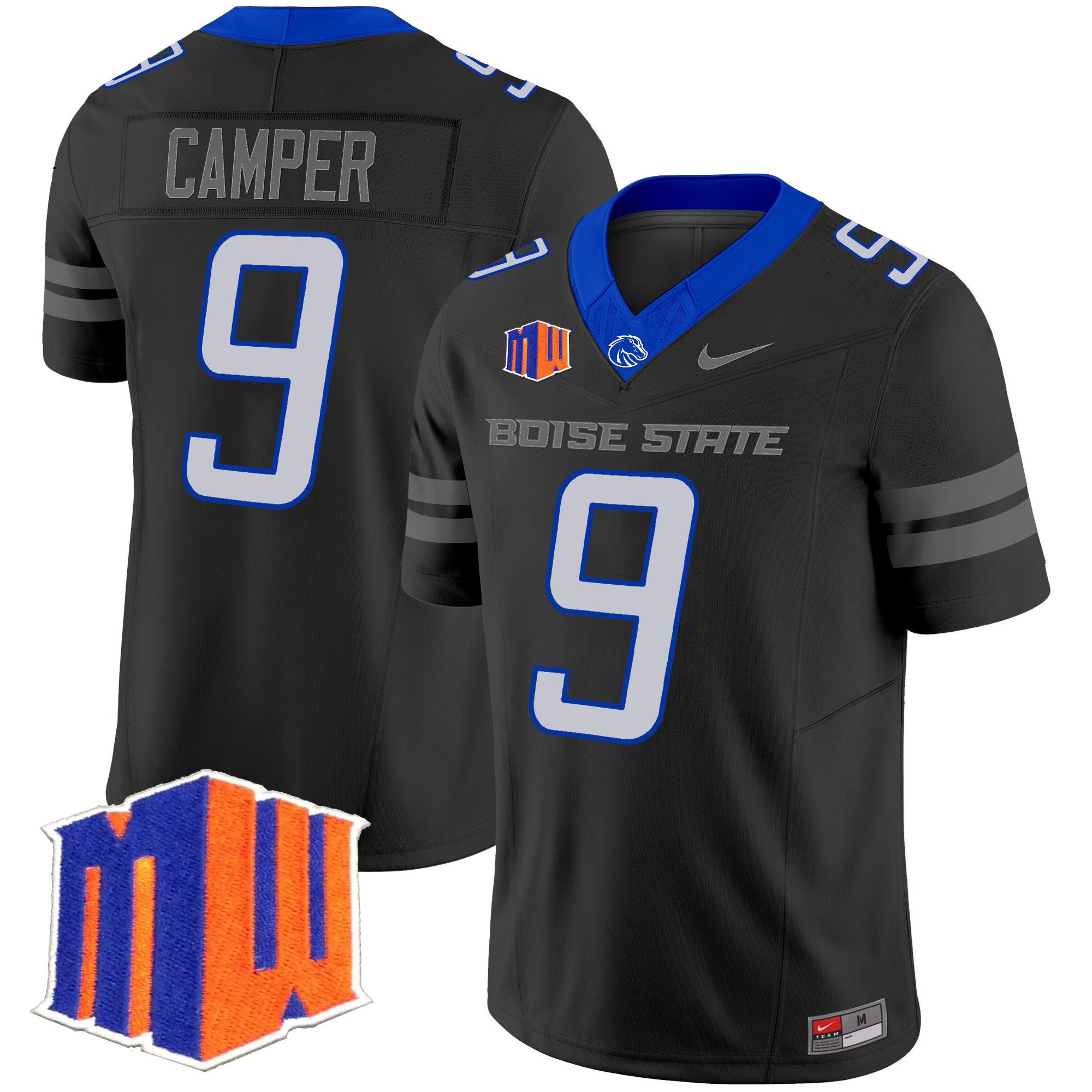 Men Boise State Broncos #9 Camper Black Nike 2024 Vapor Limited NCAA Jersey->customized ncaa jersey->Custom Jersey